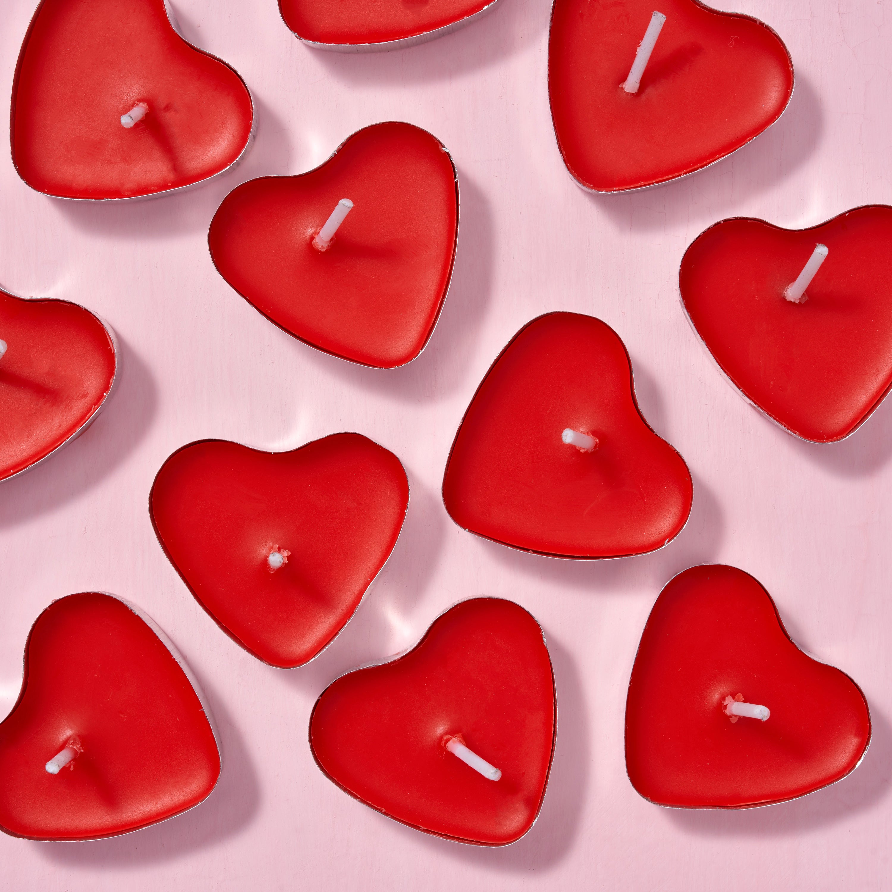 50 Red Heart Shaped Scented Candles