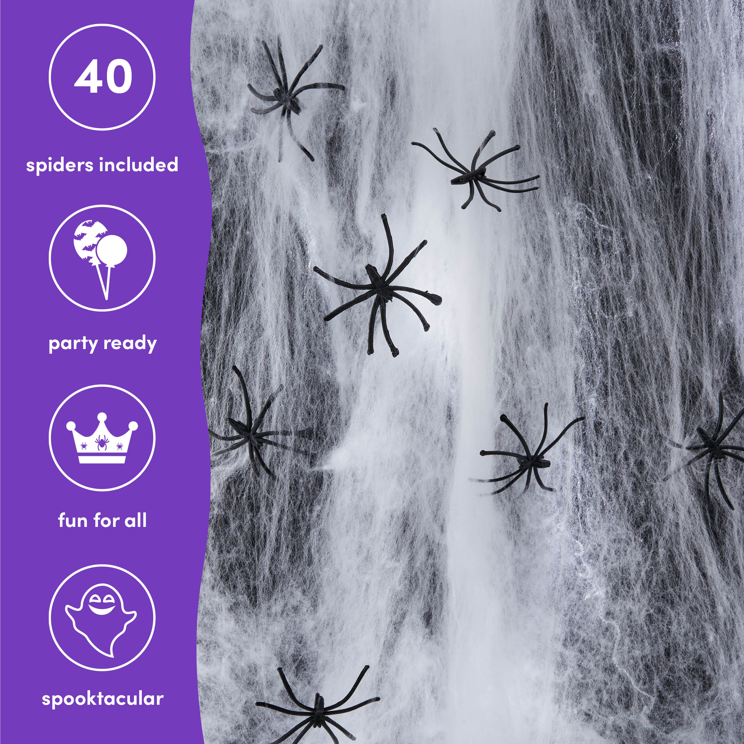Extra Large Stretchable Cob Web & 40 Fake Spiders