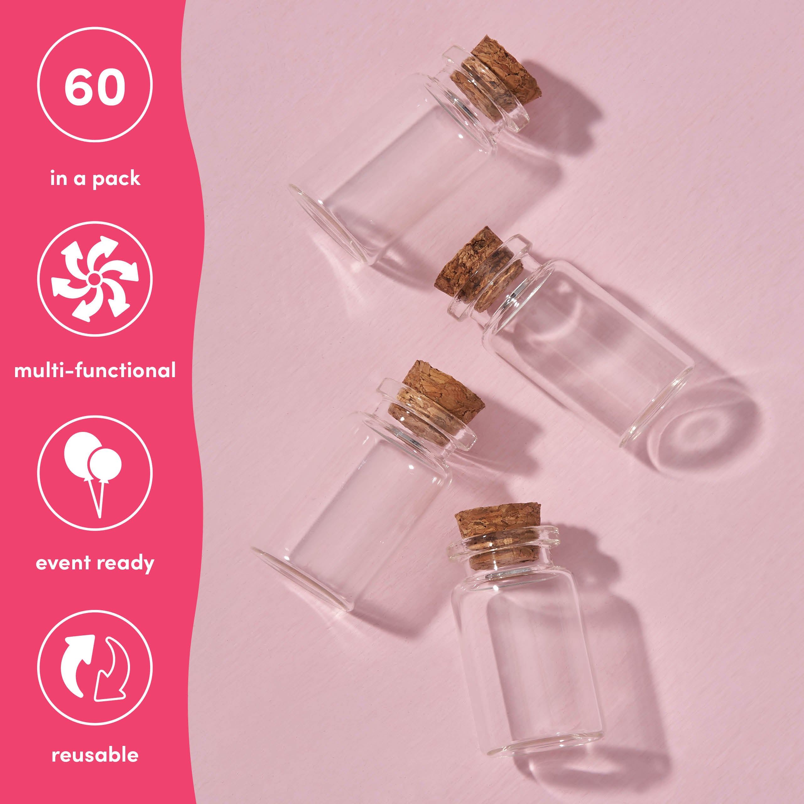 Mini Decorative Glass Bottles with Corks Lids