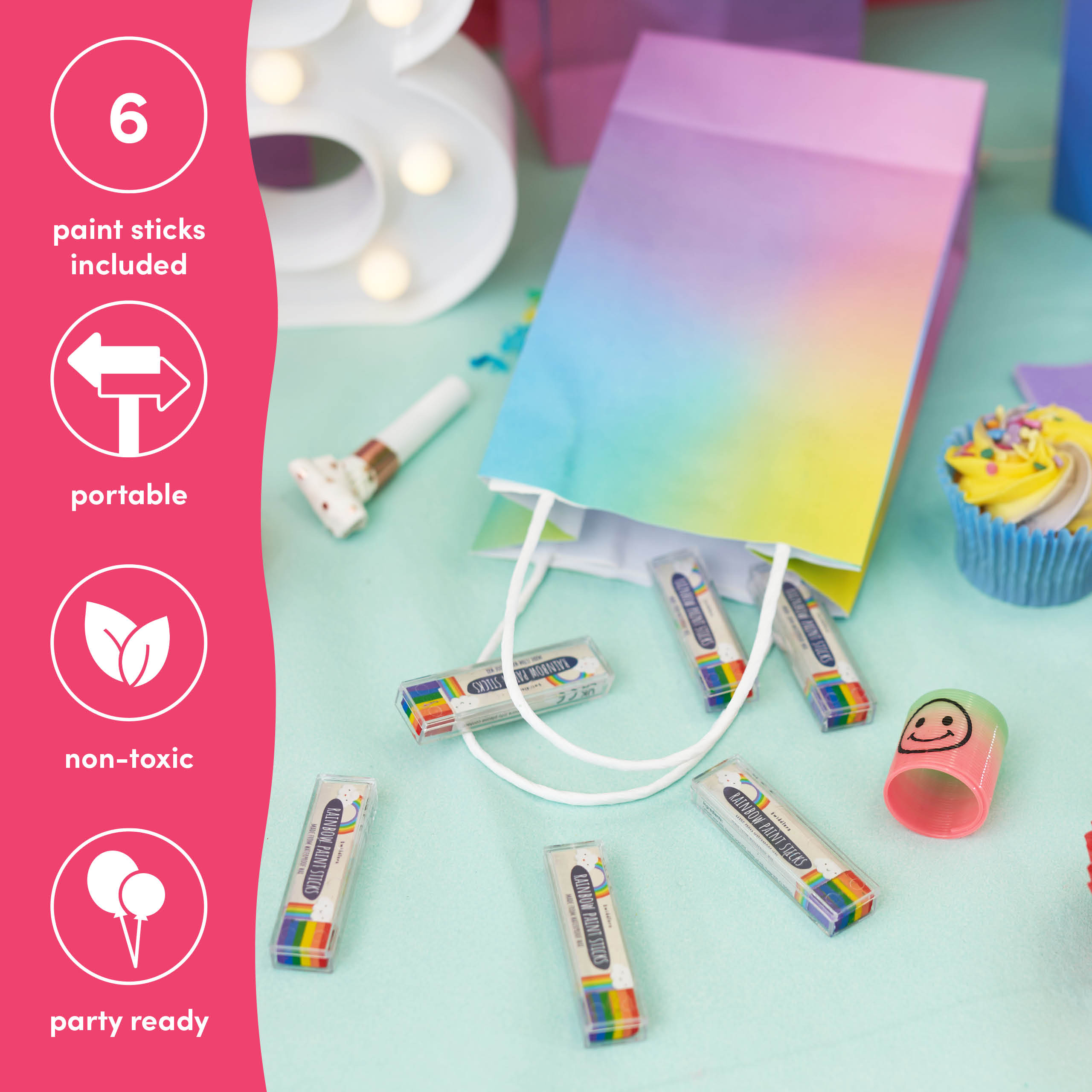 6 Rainbow Face Paint Sticks