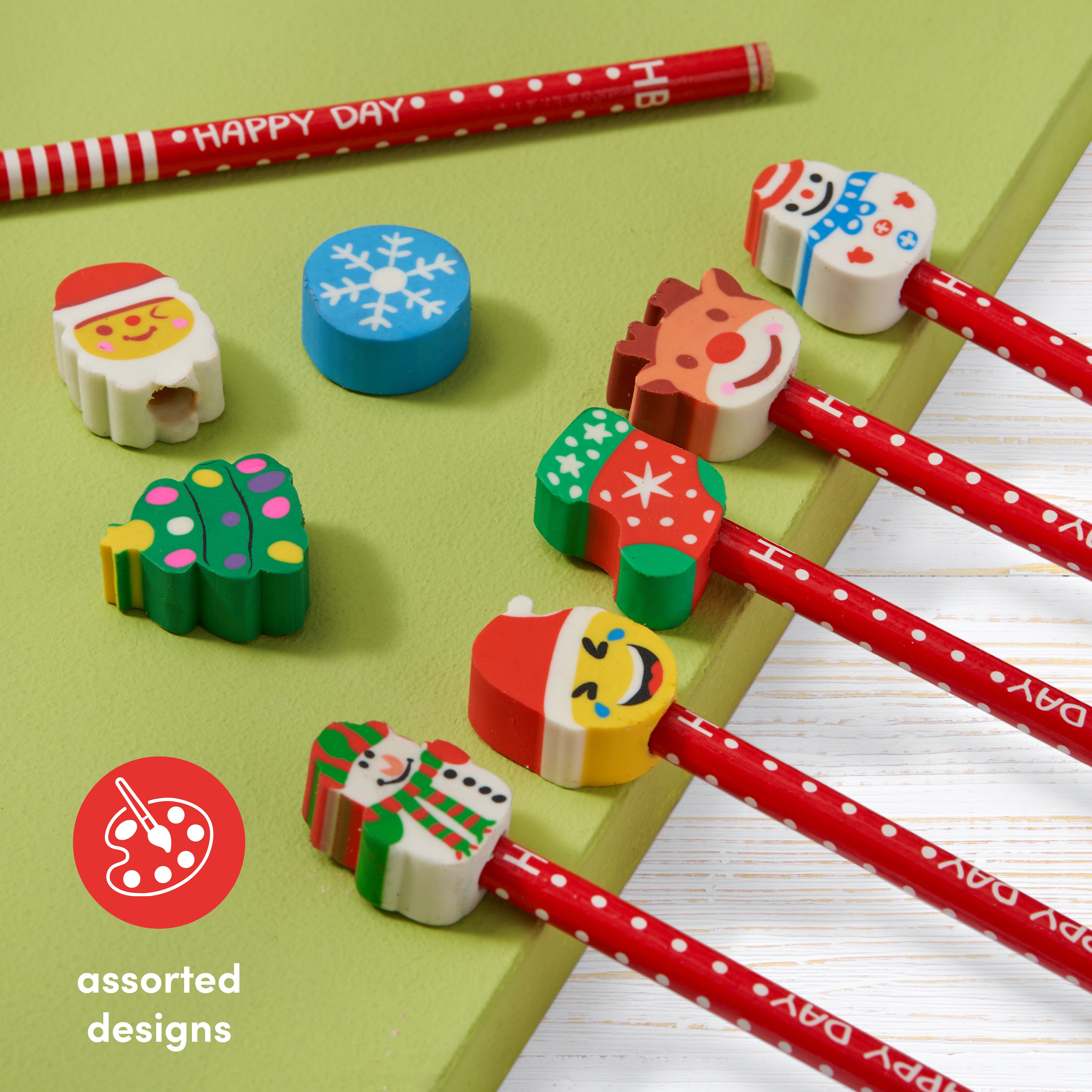 Christmas Pencils with Erasers