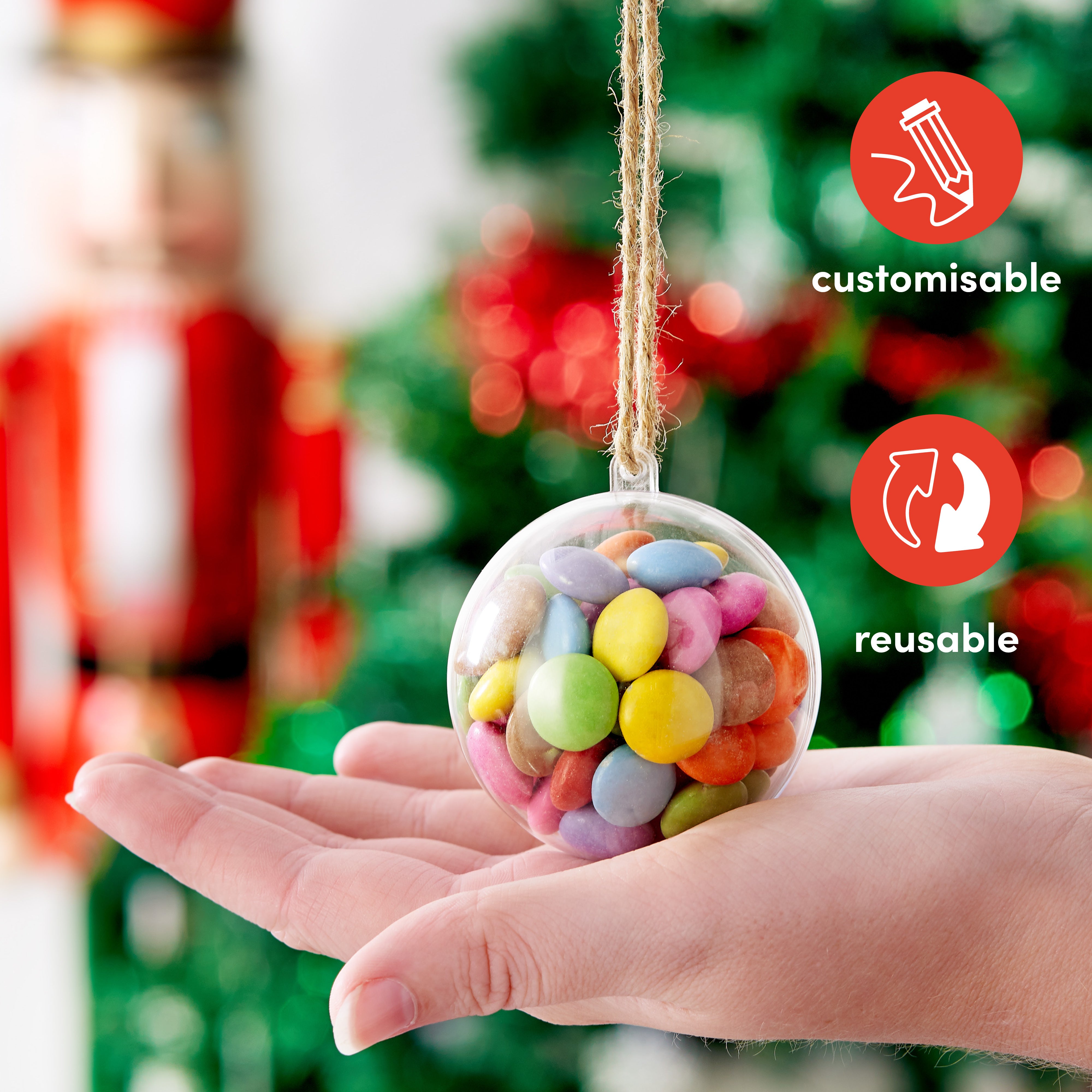 Clear Fillable Christmas Baubles (Small)