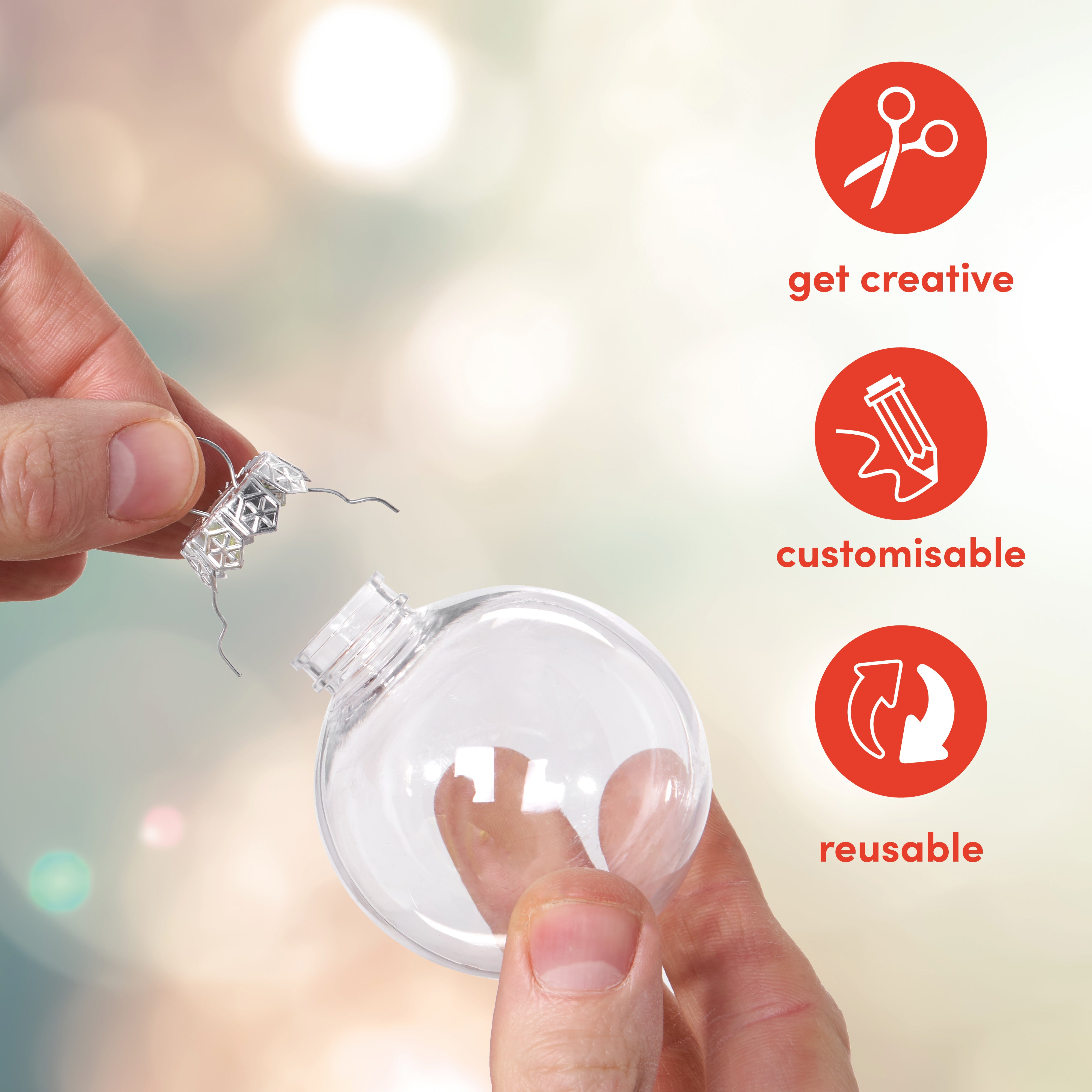 Clear Fillable Christmas Baubles (6cm)