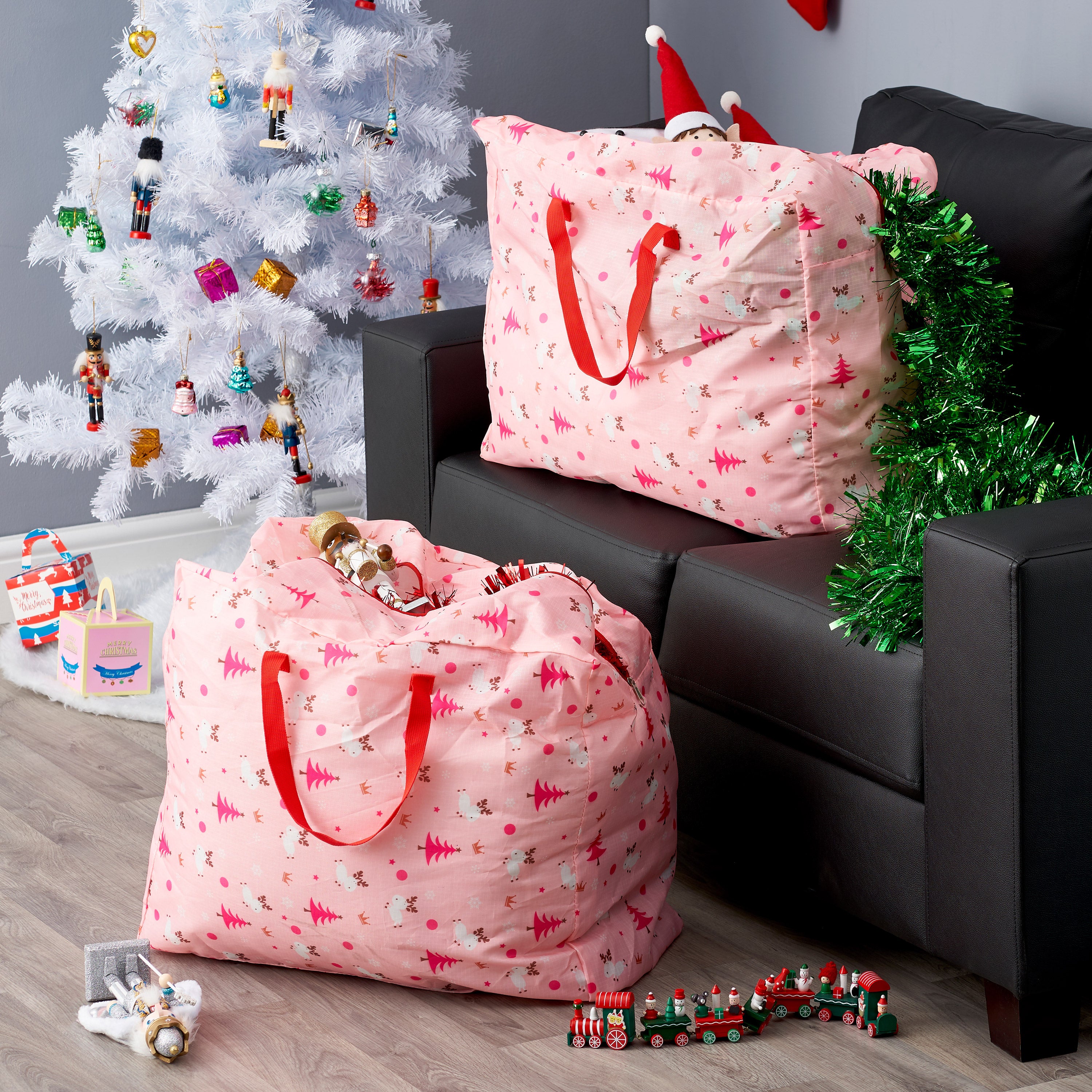Pink Christmas Storage Bags