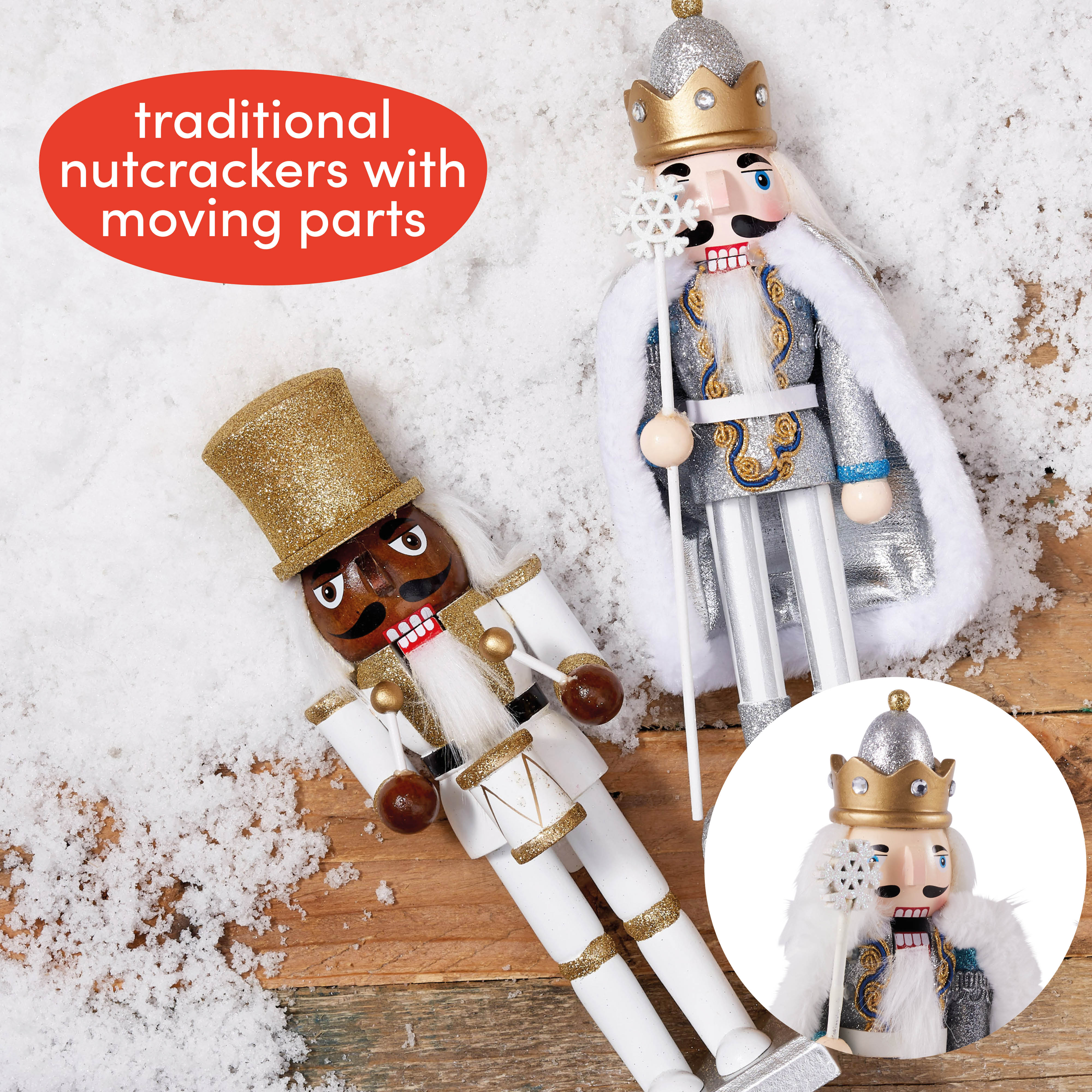 White & Gold Christmas Wooden Nutcracker Soldiers (25cm)