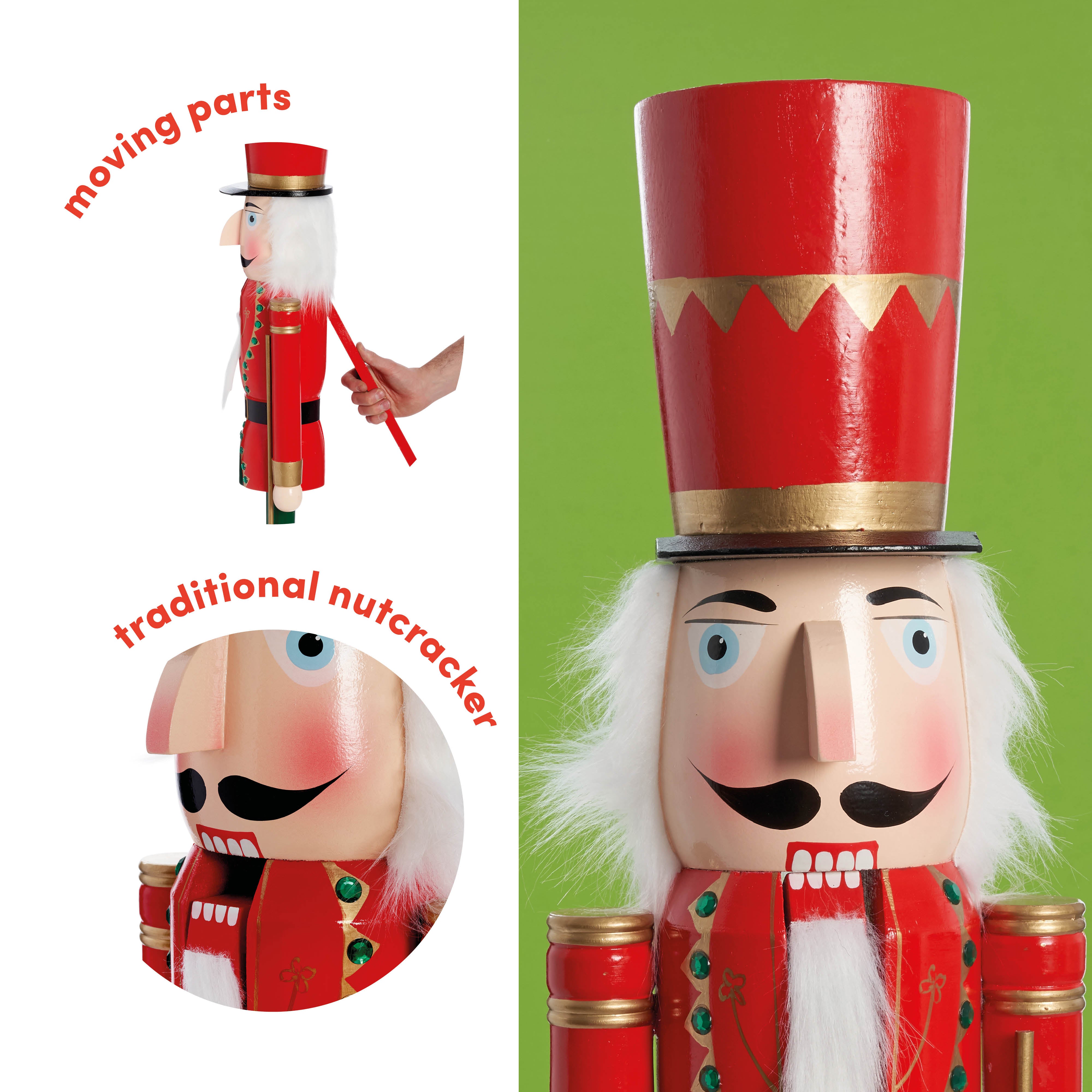 Giant Traditional Wooden Christmas Nutcracker Decoration (4FT)