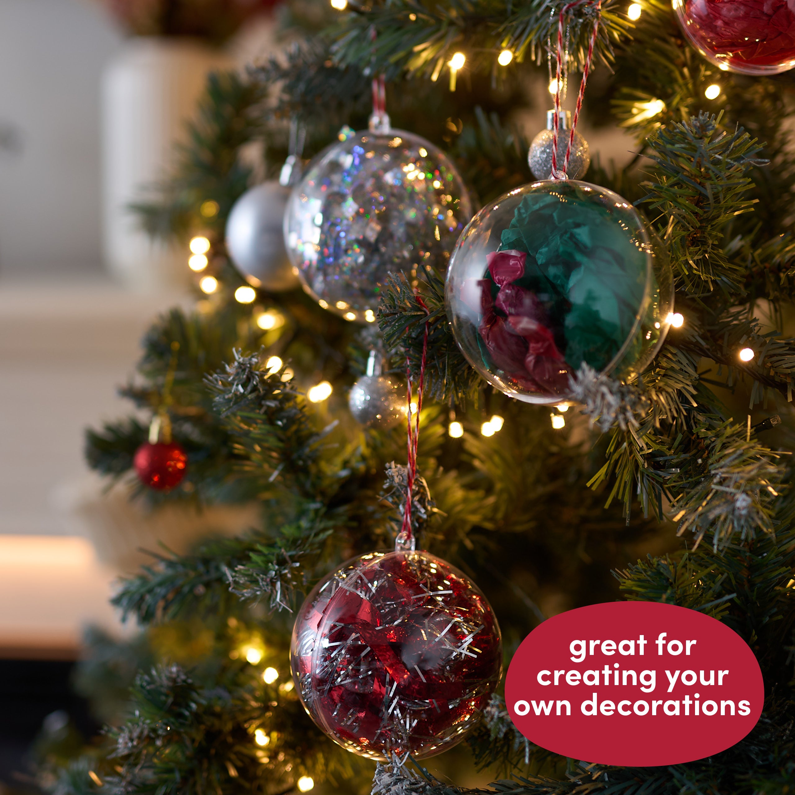 Clear Fillable Christmas Baubles (Large)