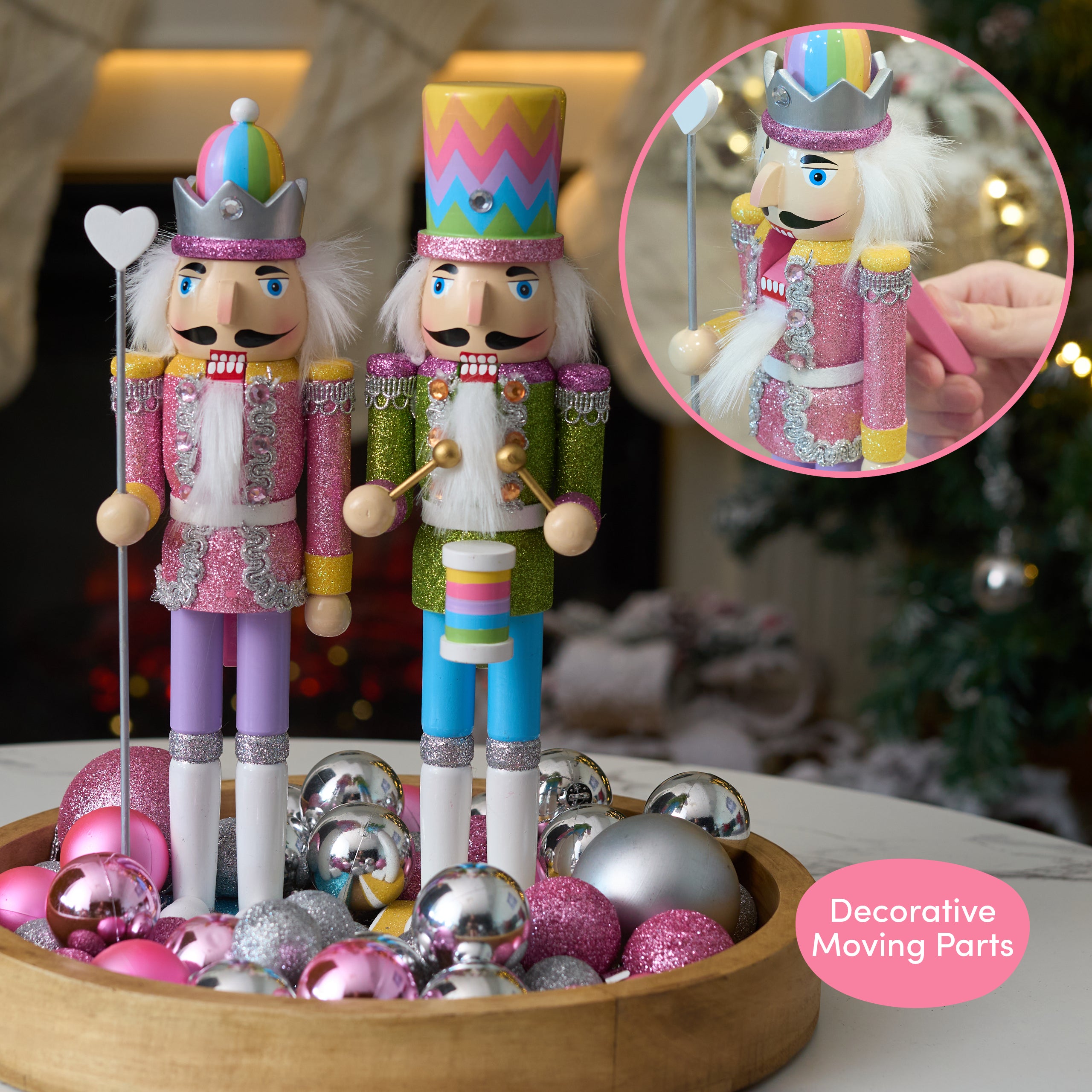 Rainbow Christmas Wooden Nutcracker Soldiers (30cm)