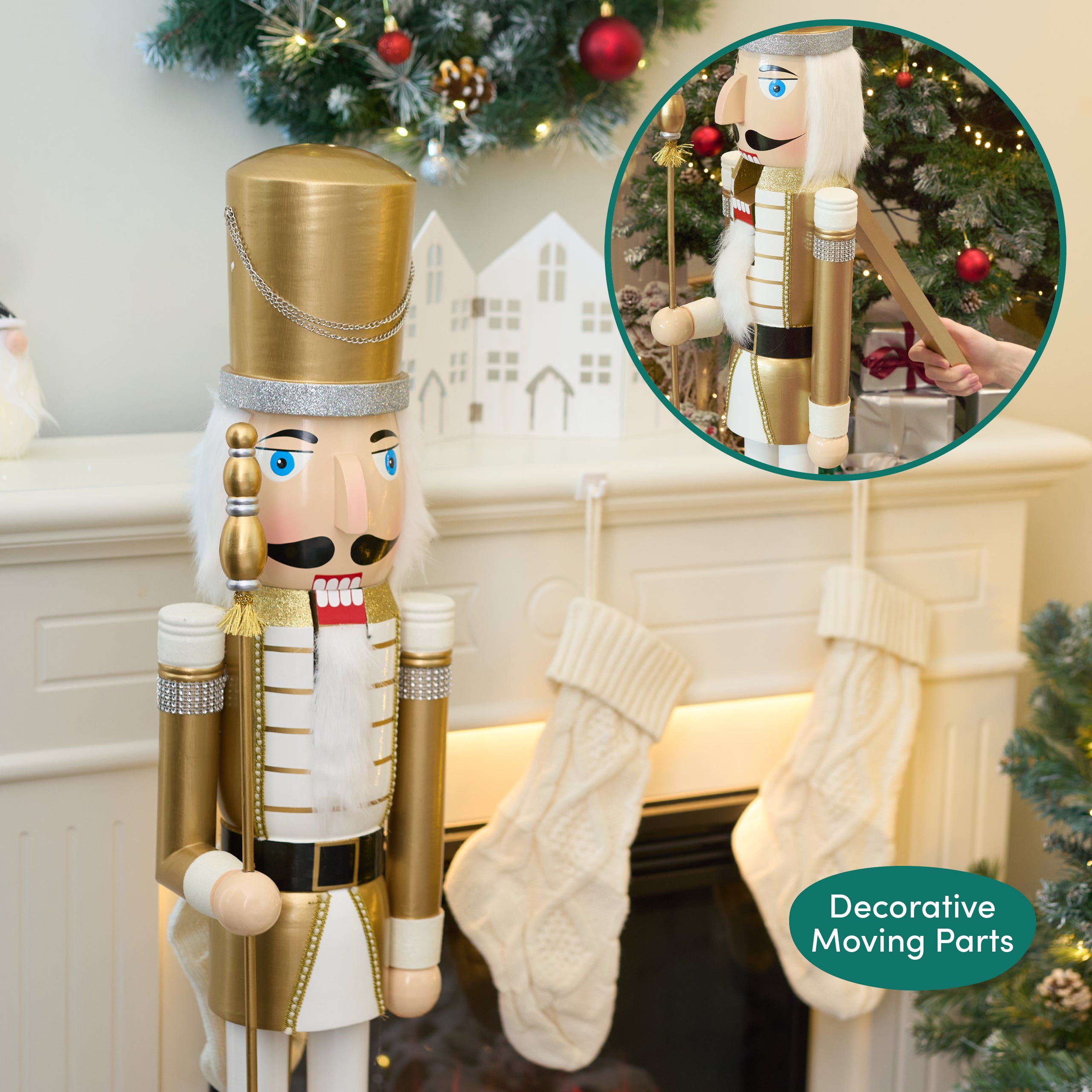 Giant Traditional Wooden Christmas Nutcracker Soldier Decoration (4FT)