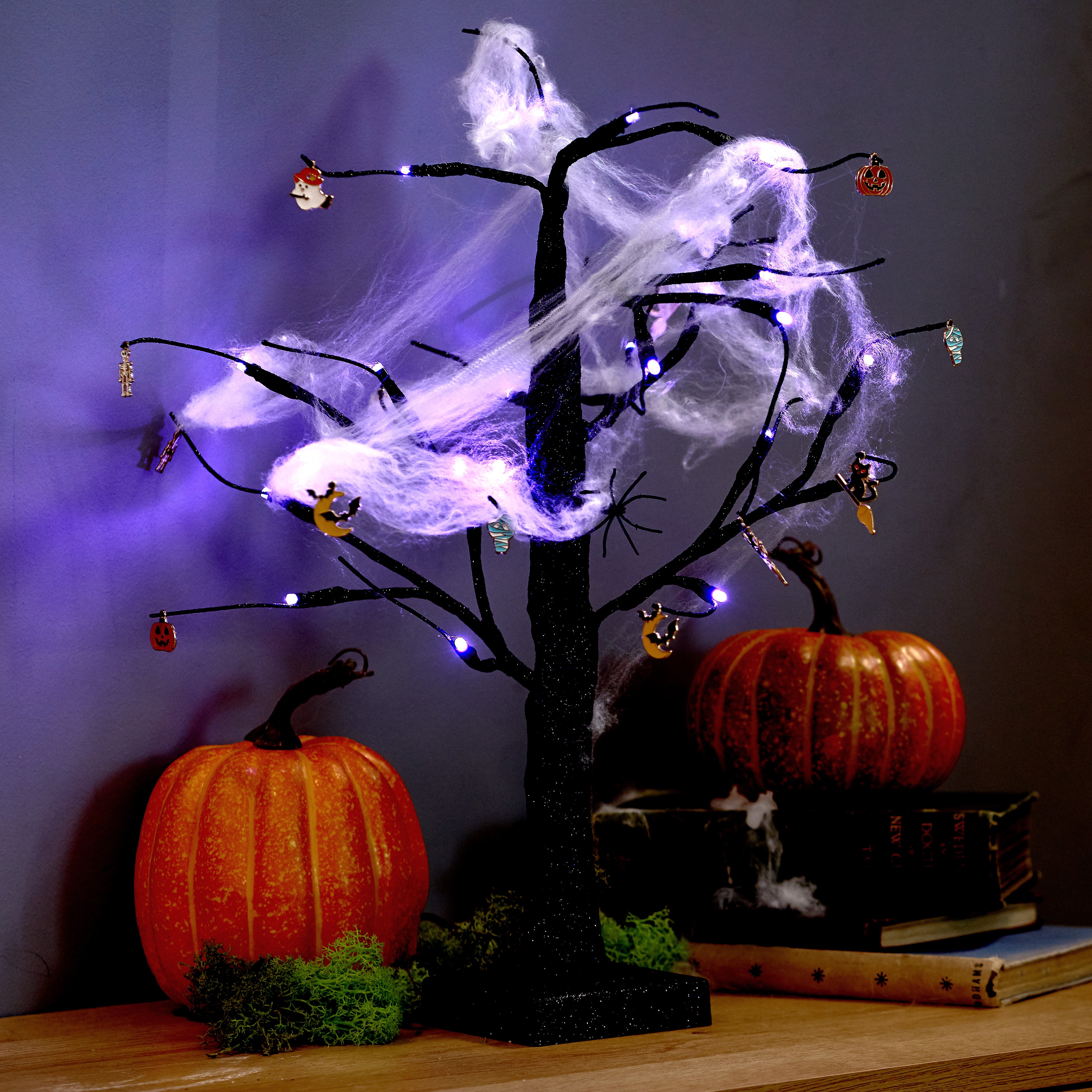 Spooky LED Halloween Tree Decoration with Cobwebs