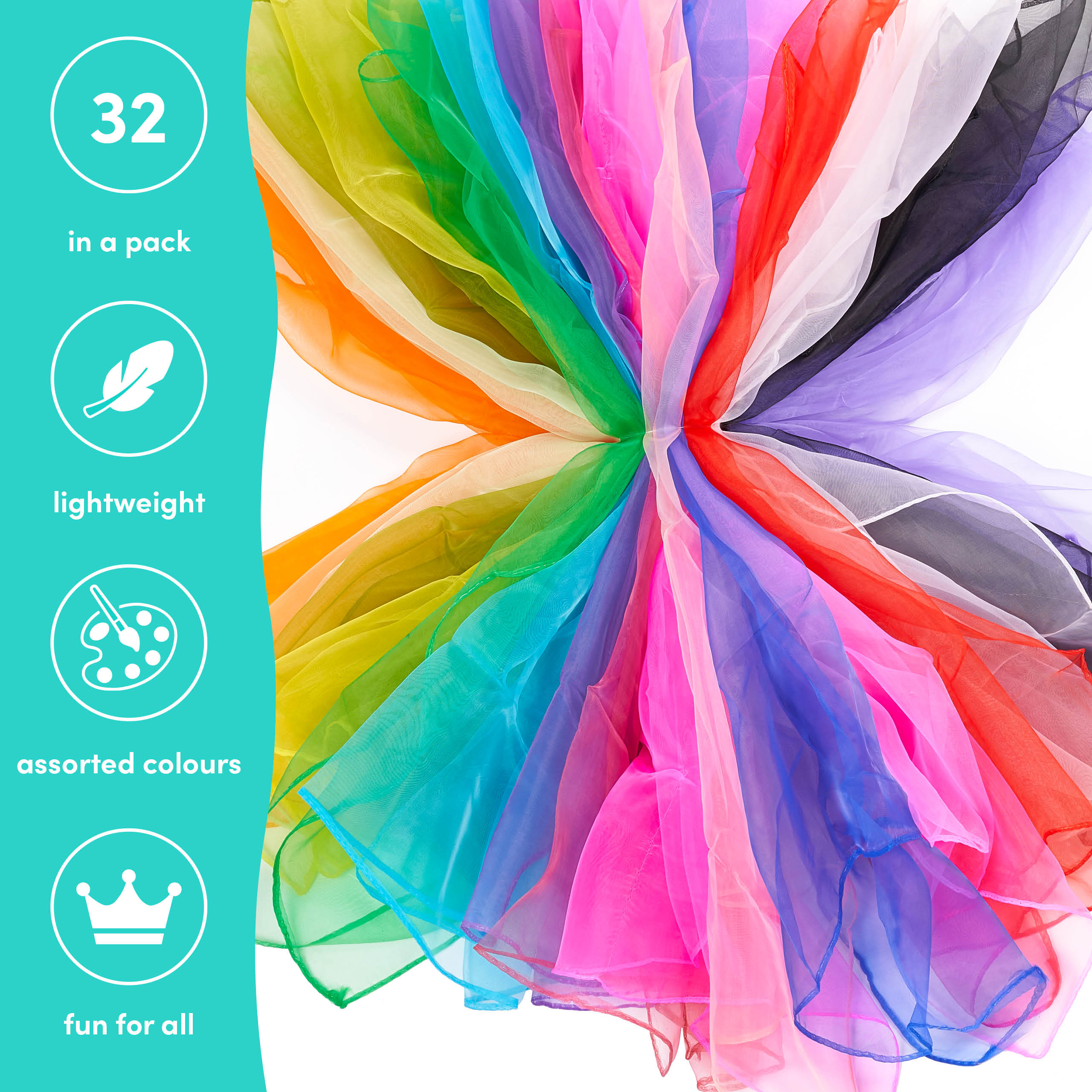 Multi-Coloured Square Sensory Dance Scarves