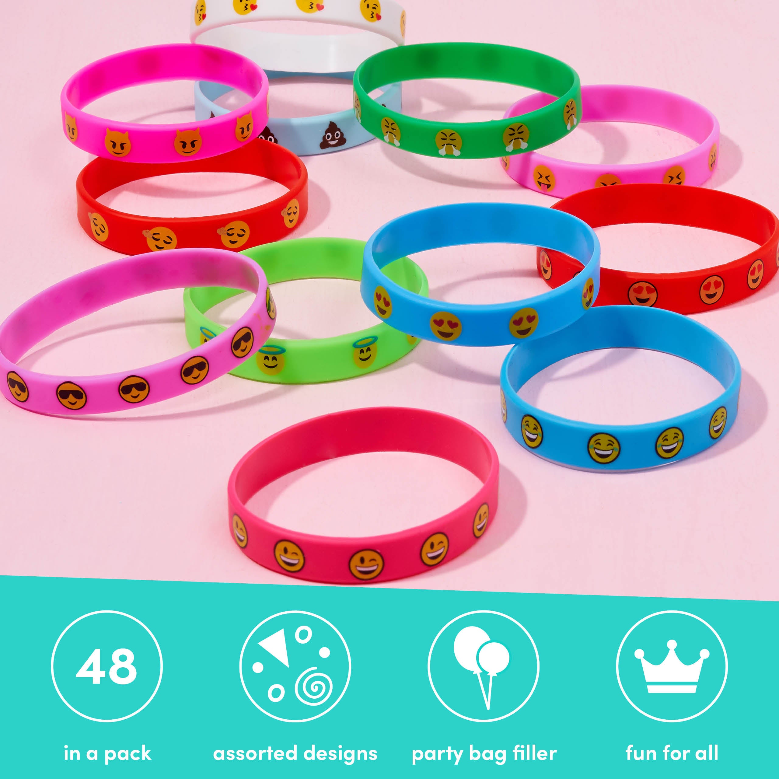 48 Emoji Wristbands