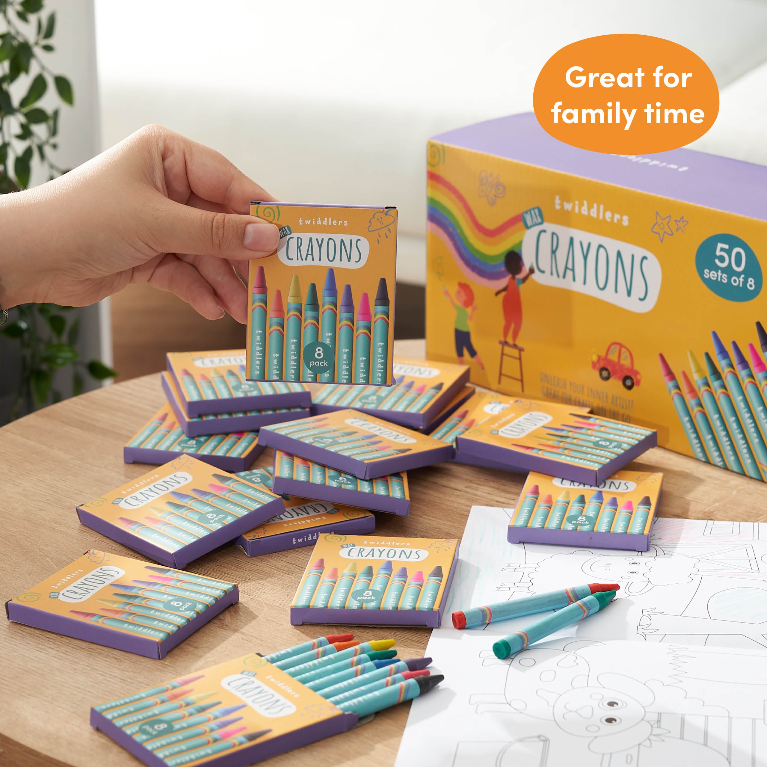 Wax Colouring Crayons (Packs of 8)