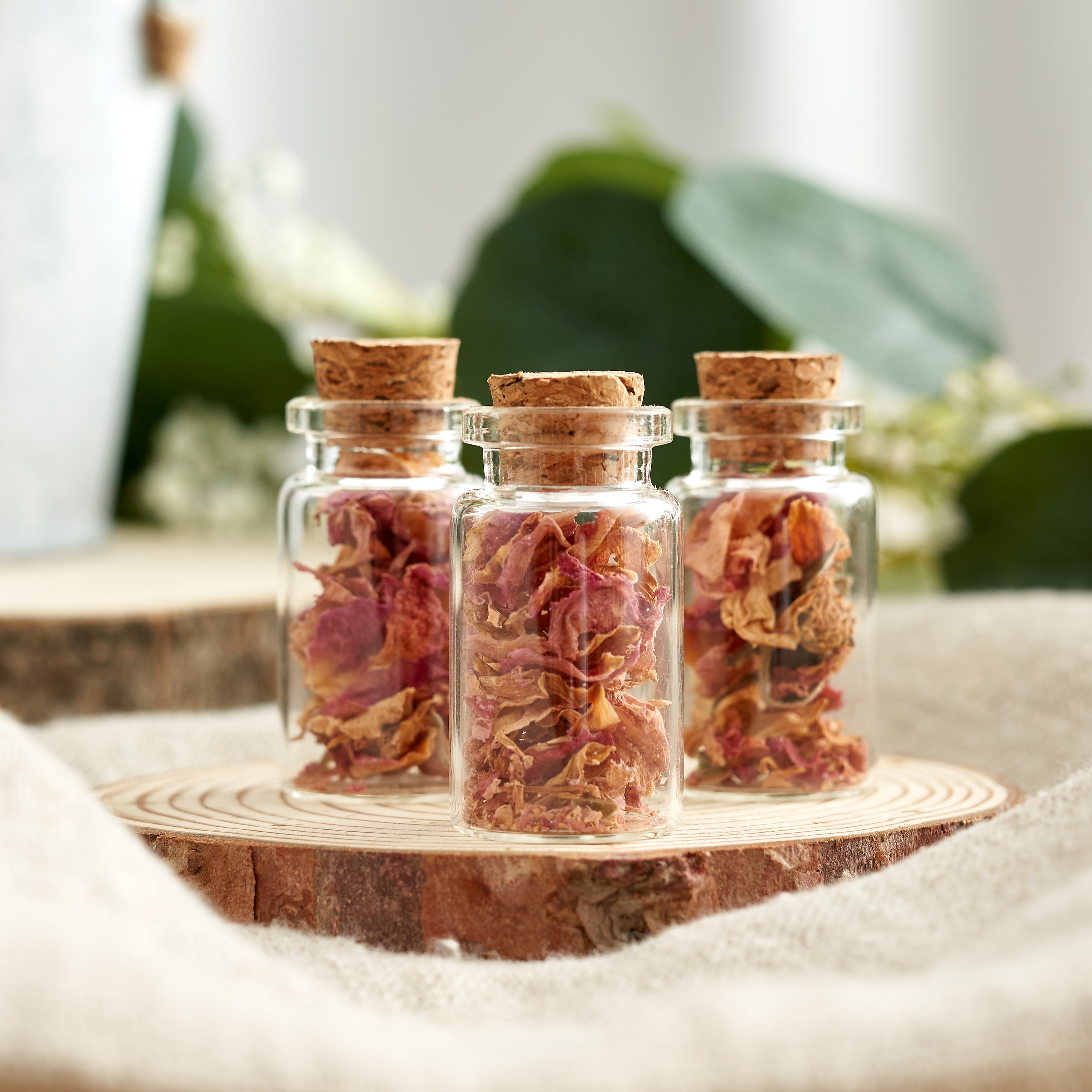 60 Mini Glass Bottles with Corks Lids