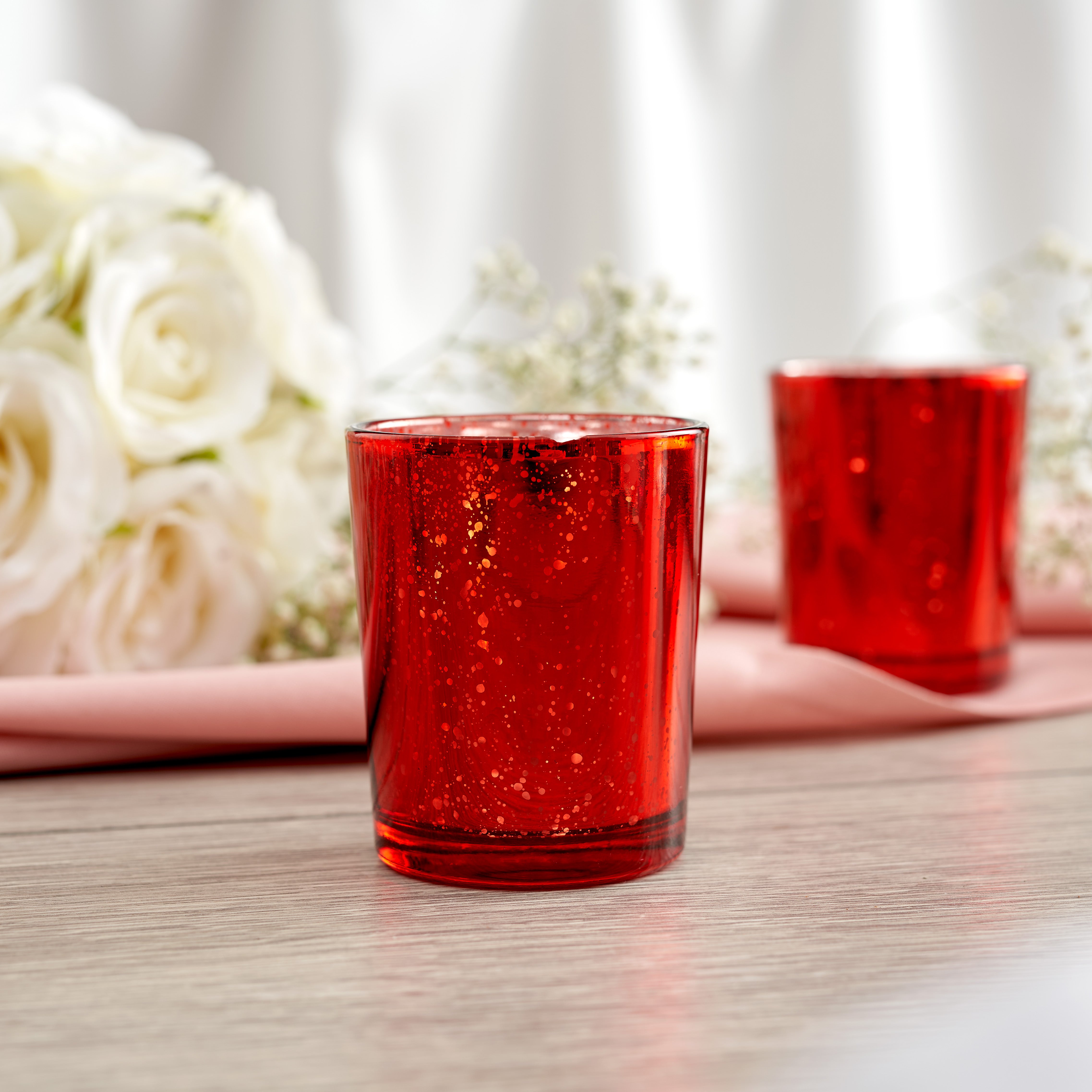 Speckled Red Glass Tea Light Holders