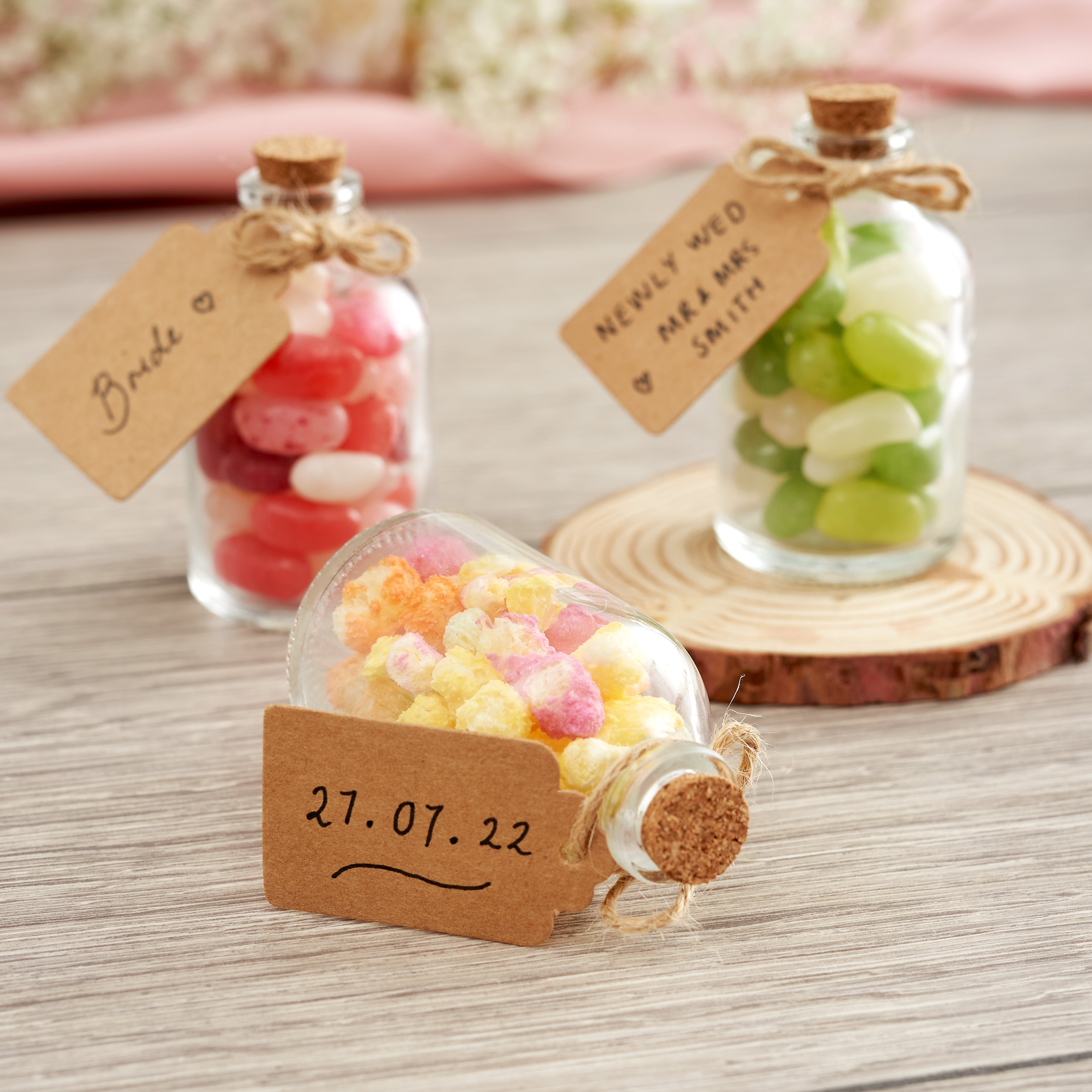 Rounded Mini Glass Jars with Cork Lids
