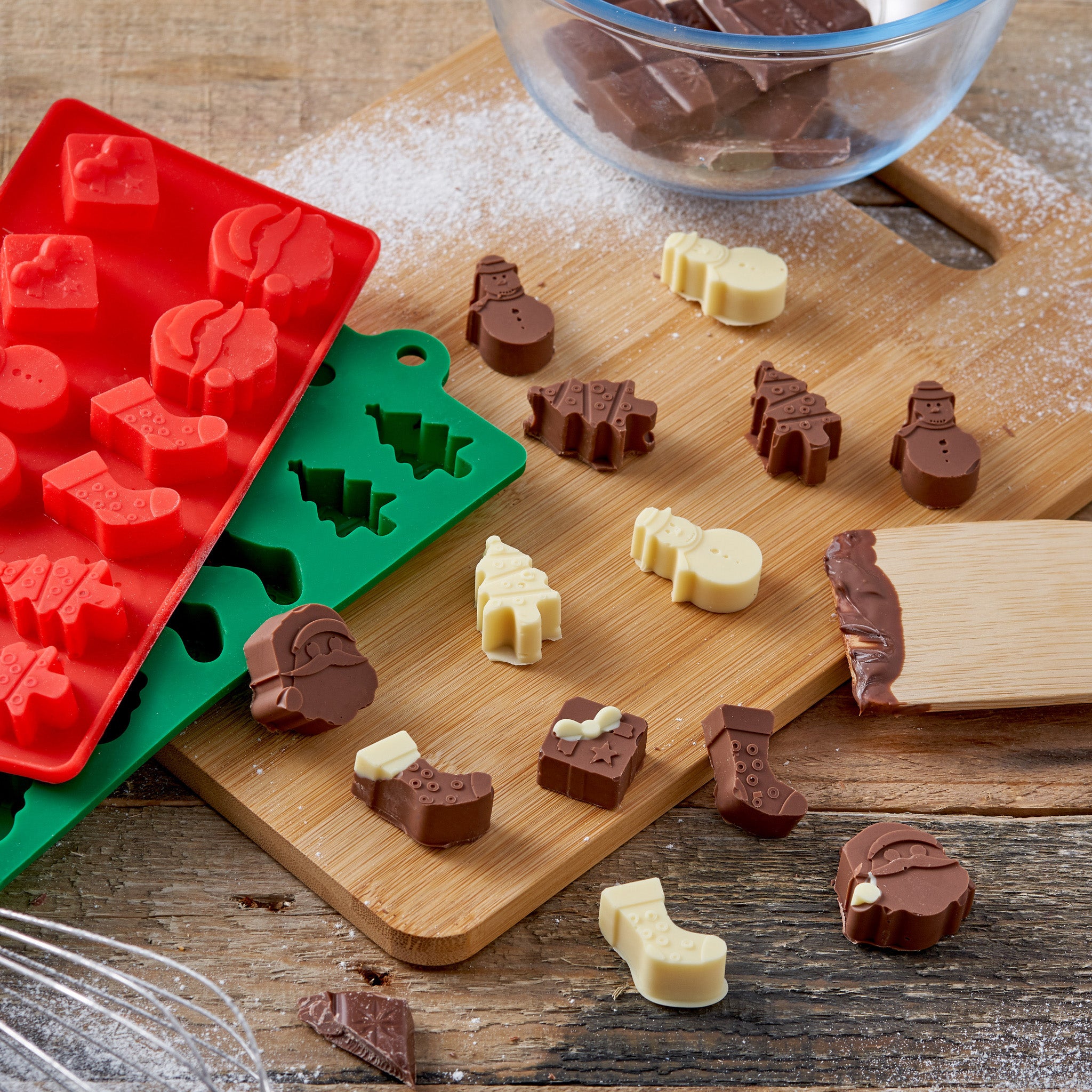 2 Christmas Silicone Chocolate Moulds