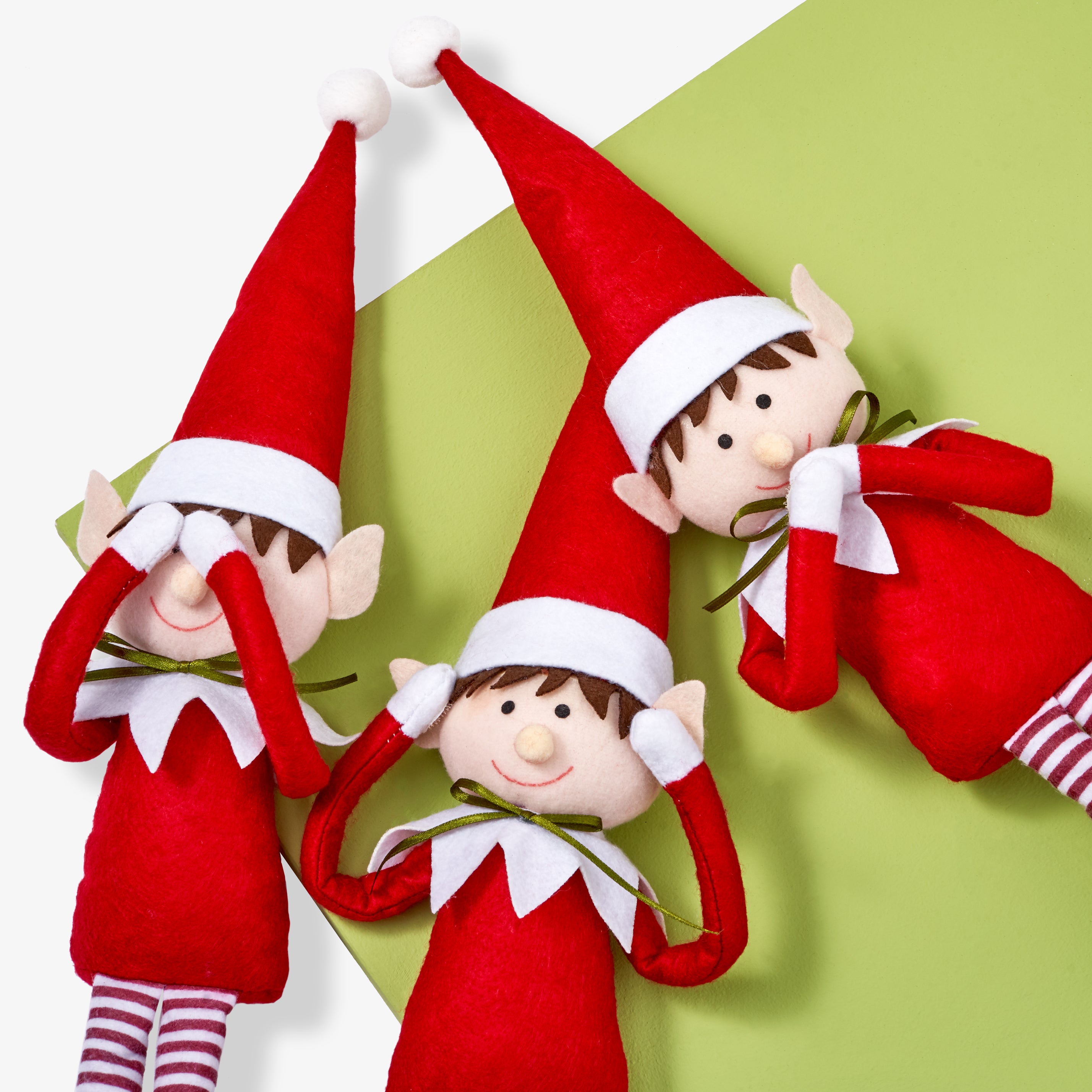 3 Stuffed Christmas Elves