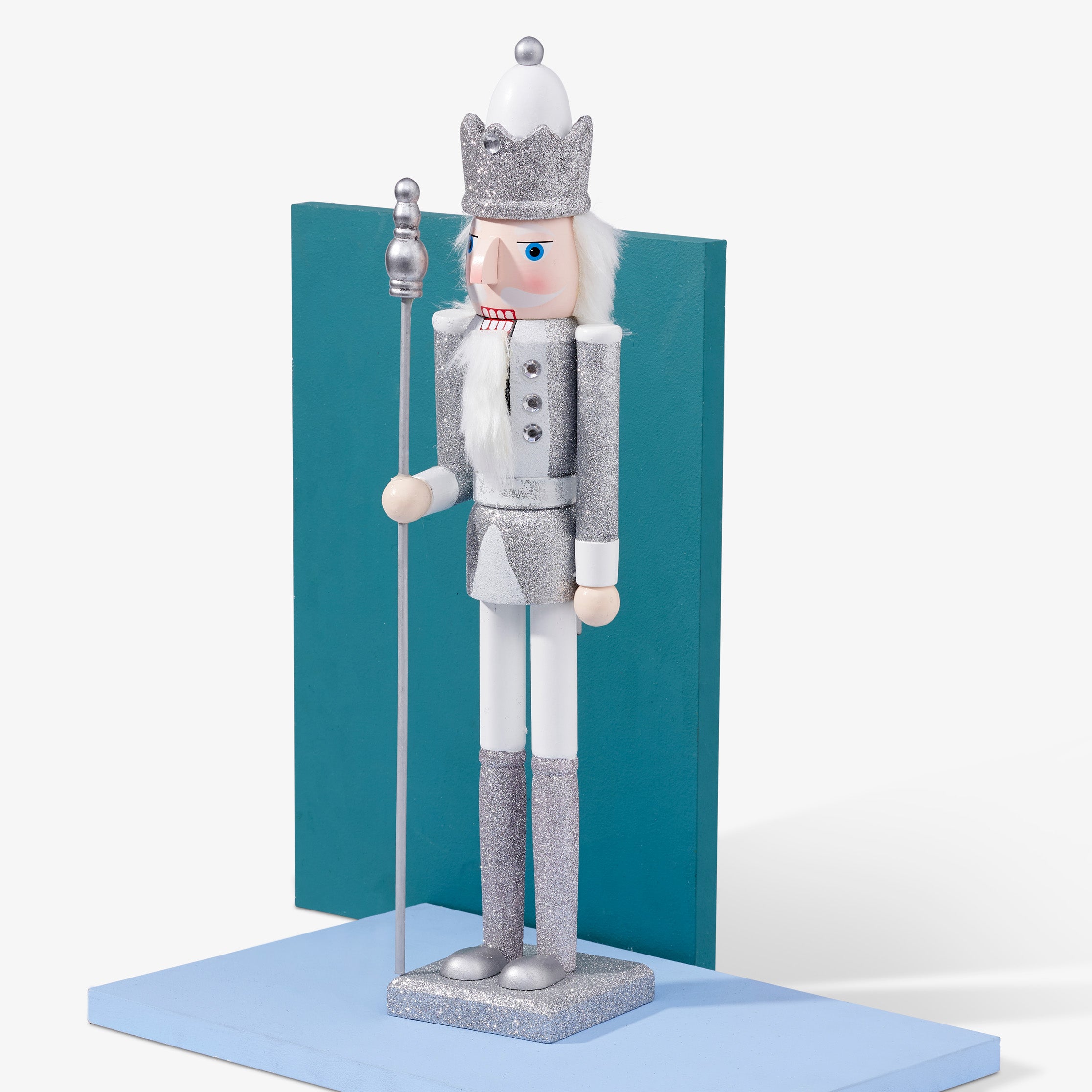 Large Silver Christmas Nutcracker Soldier
