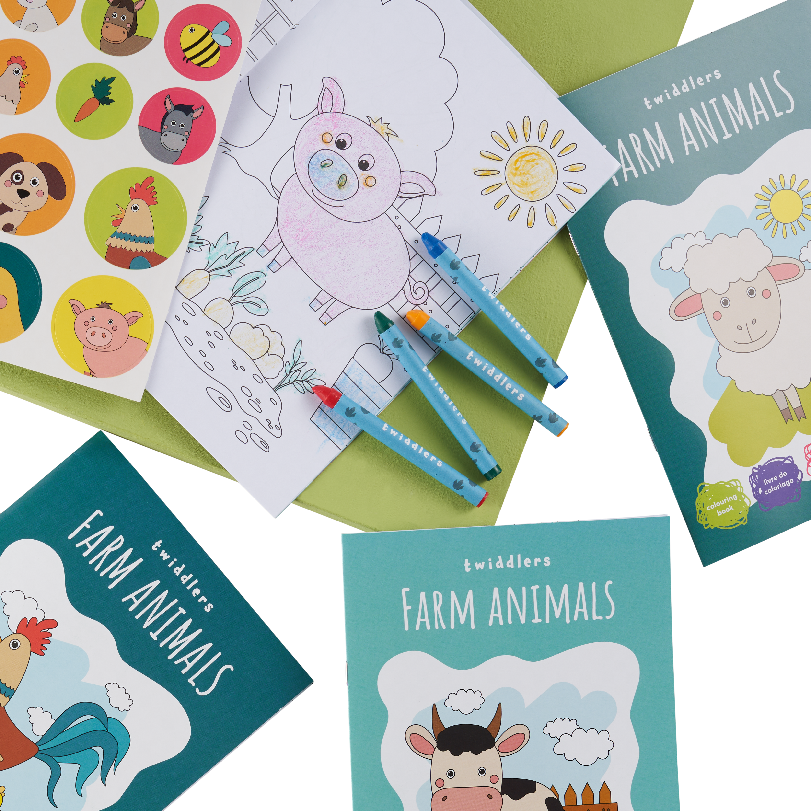Farm Animals Colouring Books with Crayons & Stickers