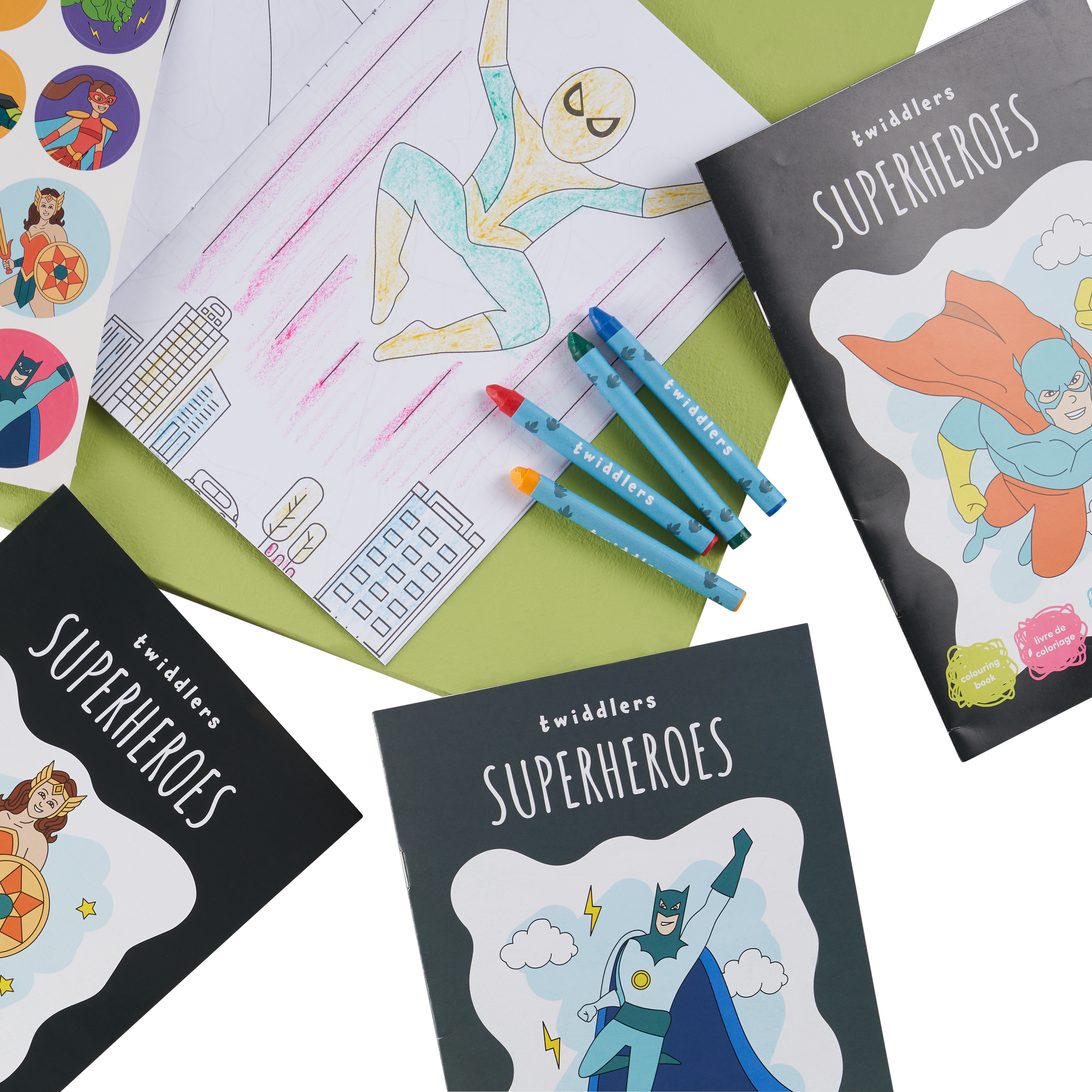 Superhero Colouring Books with Crayons & Stickers