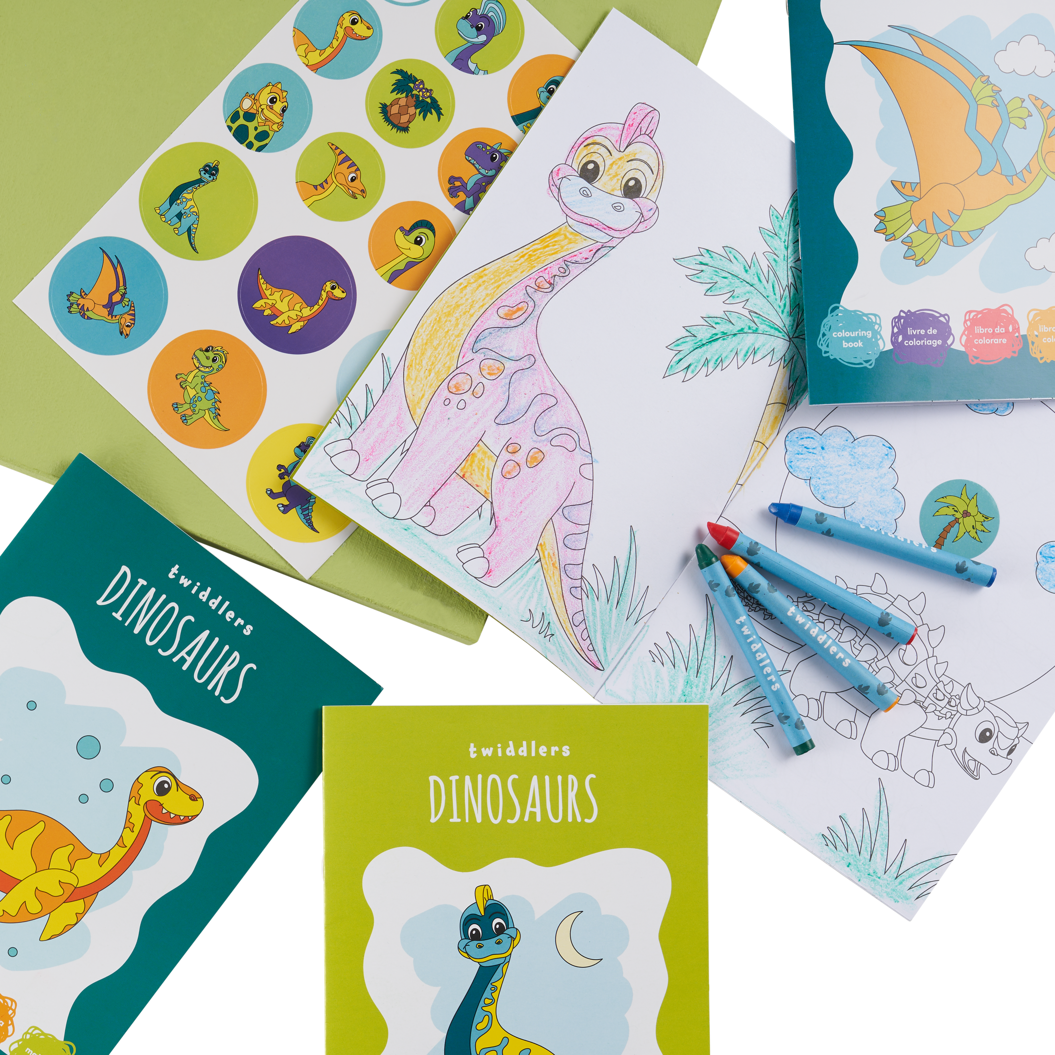 Dinosaur Colouring Books with Crayons & Stickers